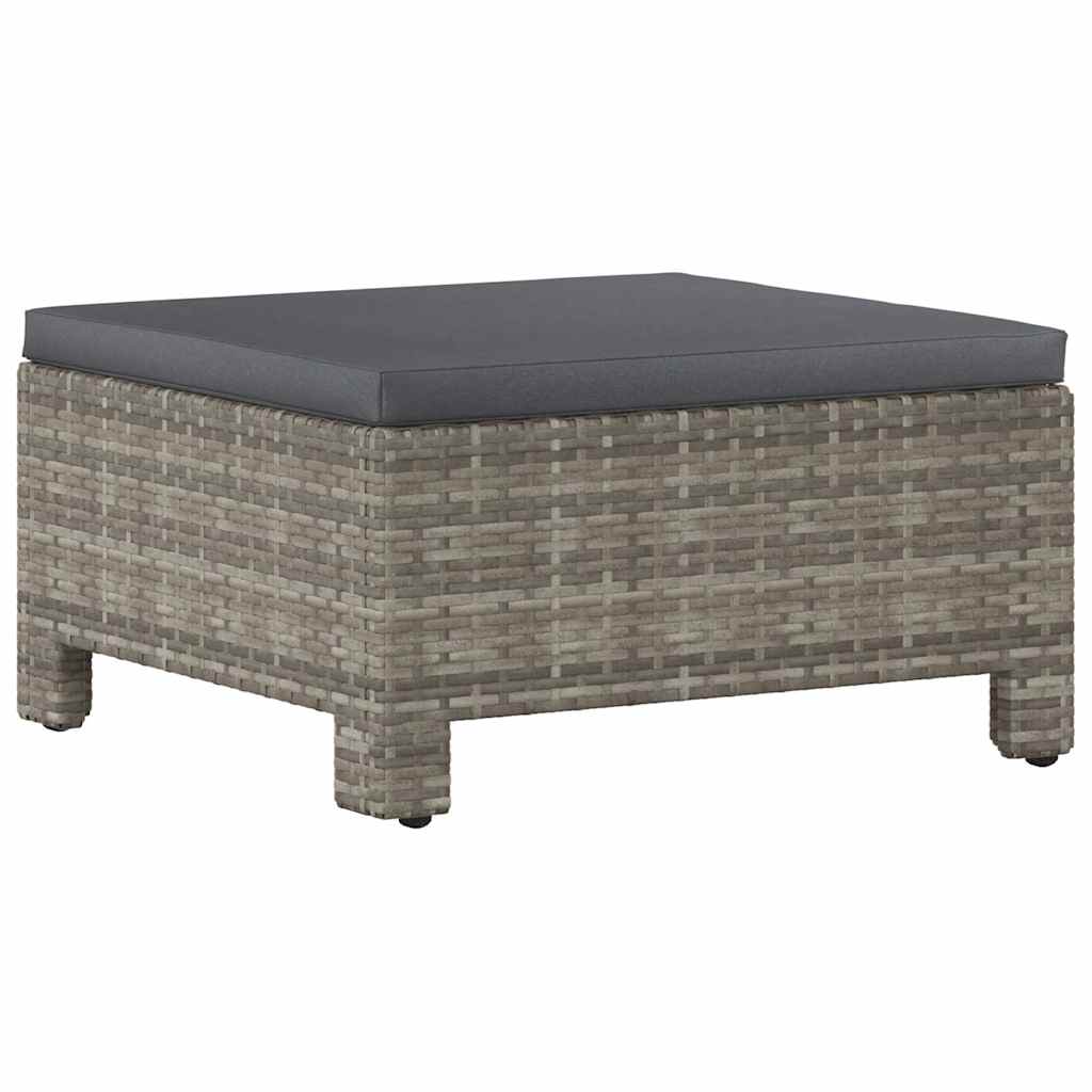 Vidaxl tuinvoetenbank met kussen grijs poly rattan