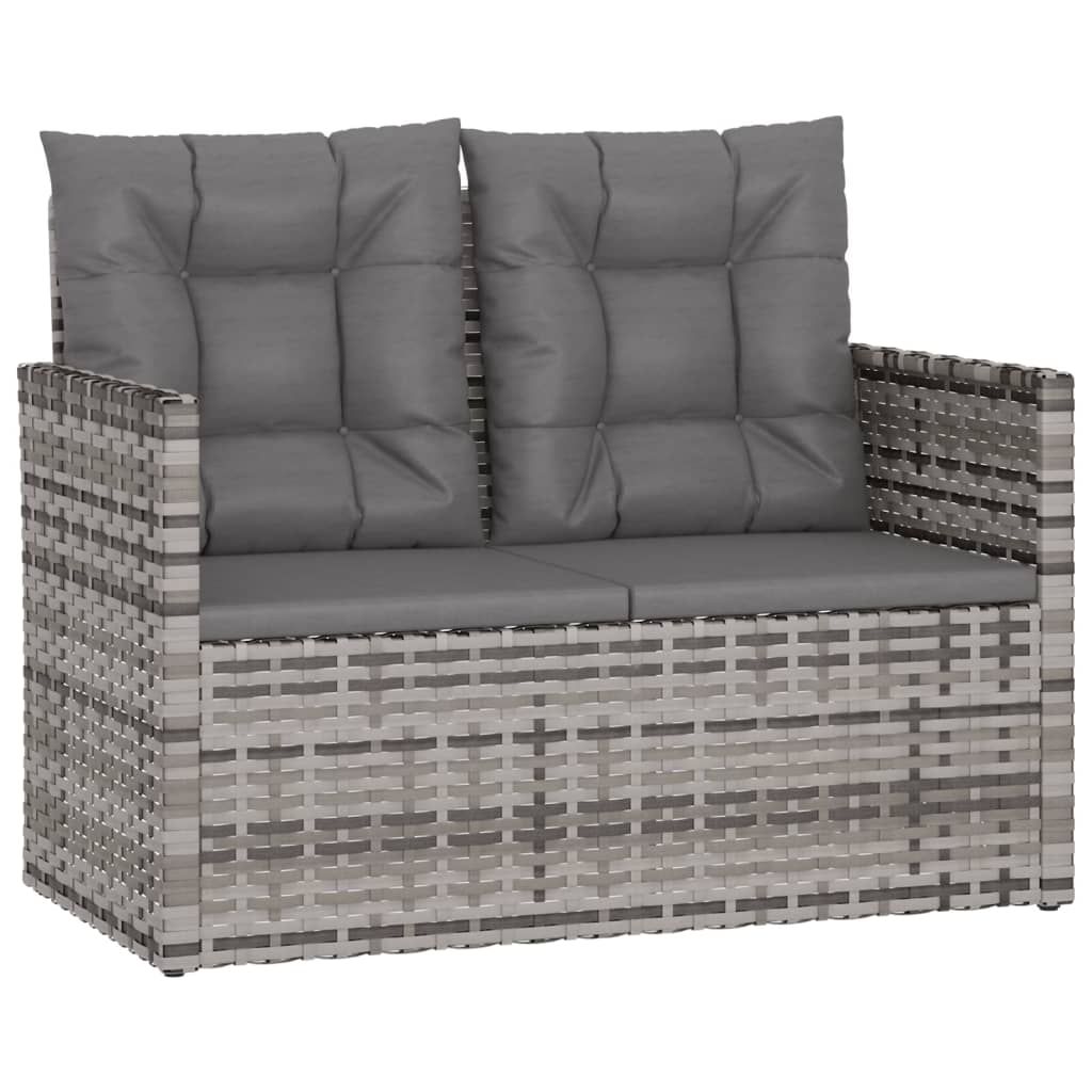 Vidaxl tuinbank met kussens 105 cm poly rattan grijs