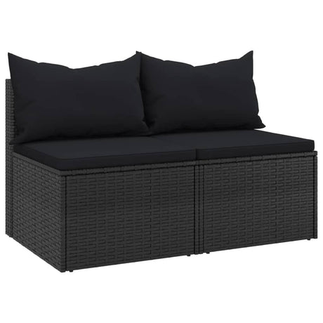 Vidaxl tuinmiddenbanken met kussens 2 st poly rattan zwart