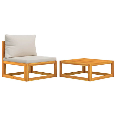 Vidaxl 2-delige loungeset met kussens massief acaciahout