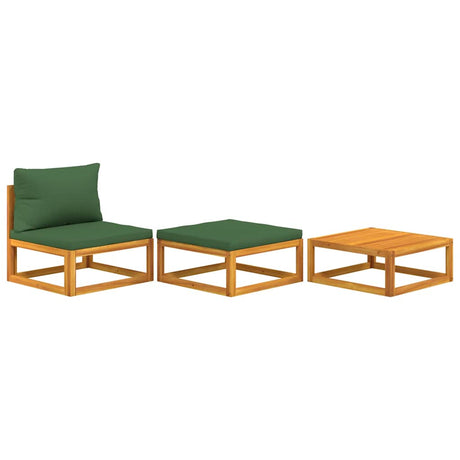 Vidaxl 3-delige loungeset met kussens massief acaciahout