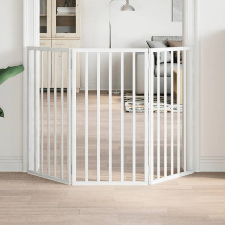 Vidaxx foldbar hundelåge 3 paneler hvid 150 cm poppeltræ