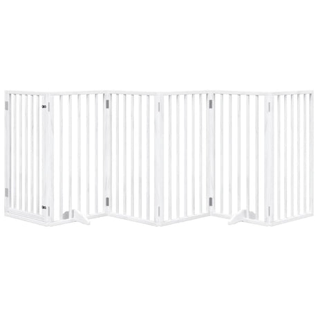 VidaXL hundelåge med dør foldbar 6 paneler hvid 300 cm poppeltræ