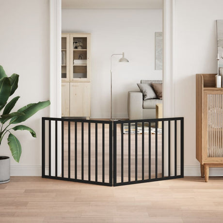 Vidaxx foldbar hundelåge 2 paneler sort 160 cm poppeltræ