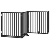 Vidaxl hondenhek inklapbaar 4 panelen 320 cm populierenhout zwart