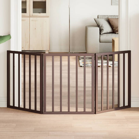 Vidaxl foldbar hundelåge 3 paneler 150 cm poppeltræ brun