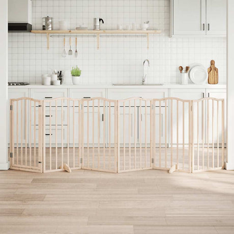Vidaxxl hundelåge med dør foldbar 6 paneler 300 cm poppeltræ