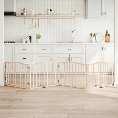 Vidaxx foldbar hundelåge med dør 4 paneler 320 cm poppeltræ