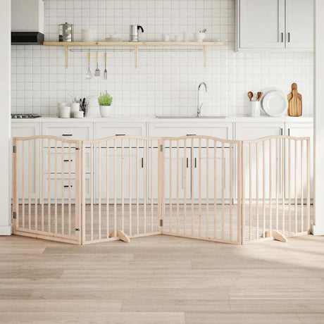 Vidaxx foldbar hundelåge med dør 4 paneler 320 cm poppeltræ
