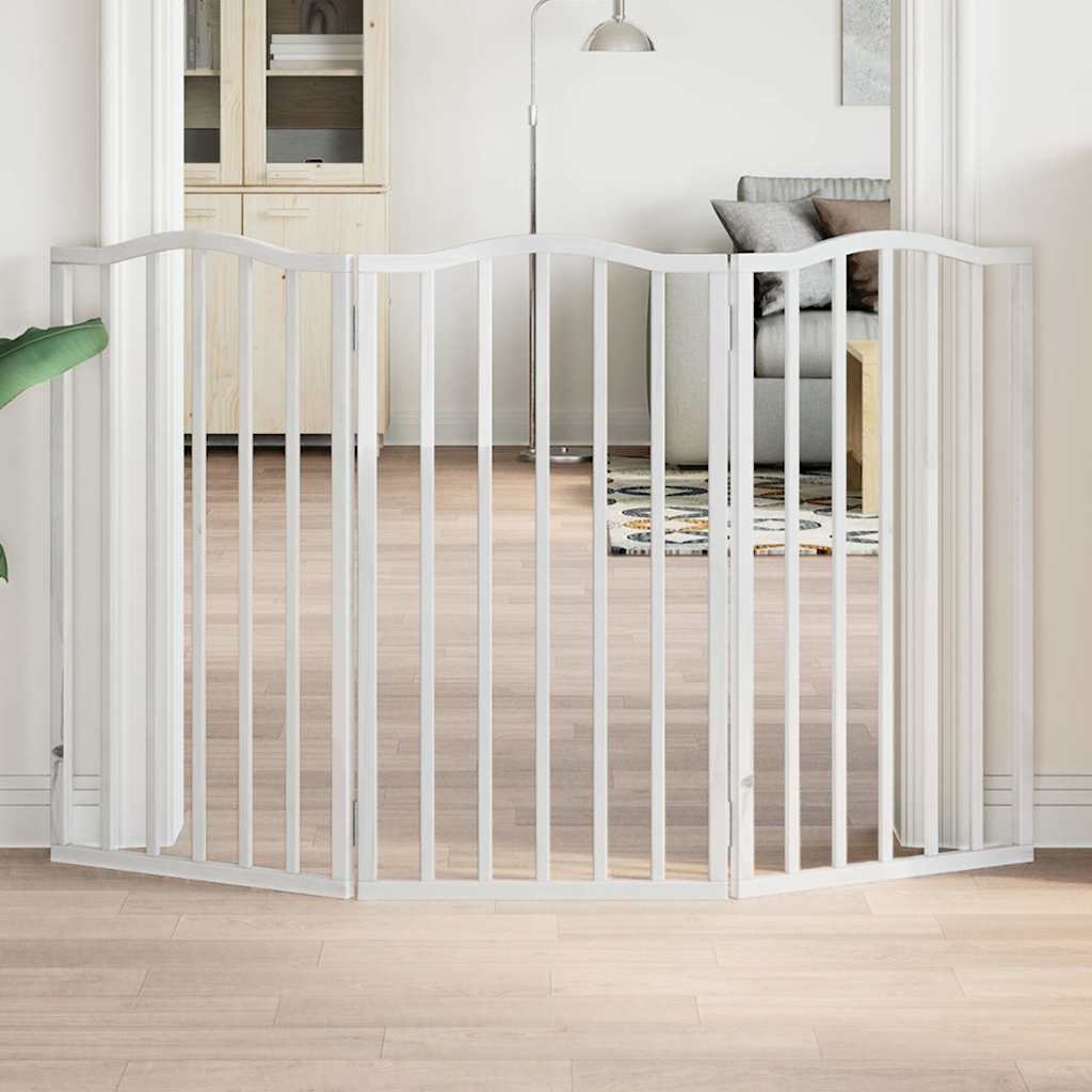 Vidaxx foldbar hundelåge 3 paneler 150 cm poppeltræ hvid