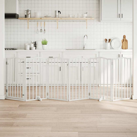 Vidaxx foldbar hundelåge med dør 6 paneler 300 cm poppeltræ hvid