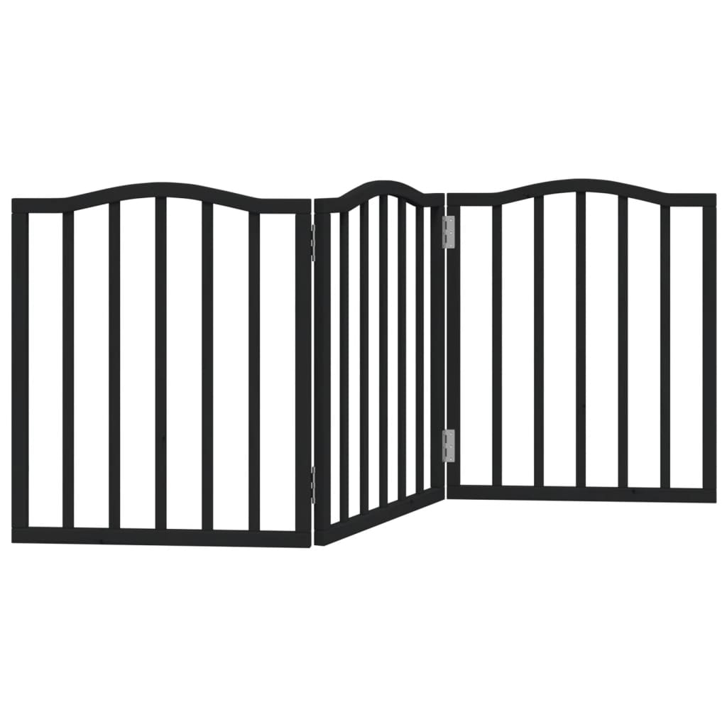 Vidaxx foldbar hundelåge 3 paneler 150 cm poppeltræ sort