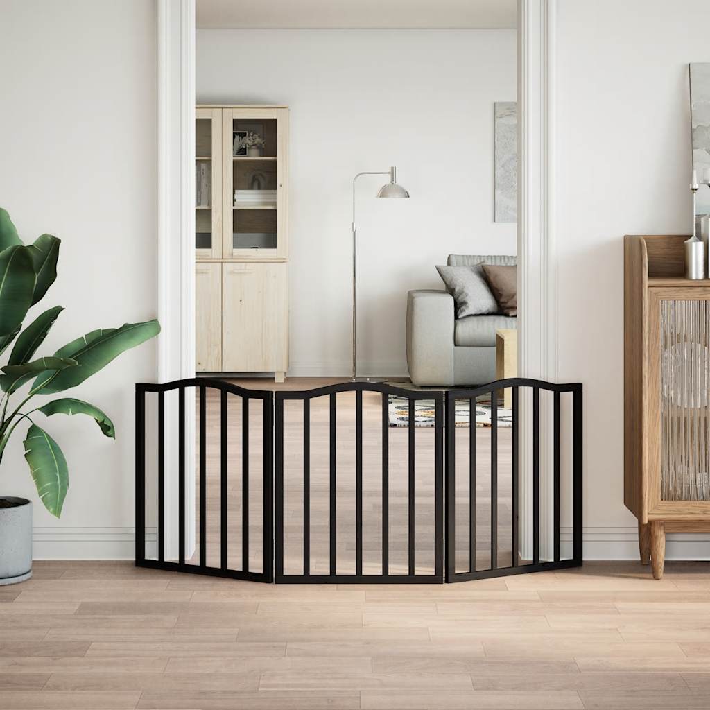Vidaxx foldbar hundelåge 3 paneler 150 cm poppeltræ sort