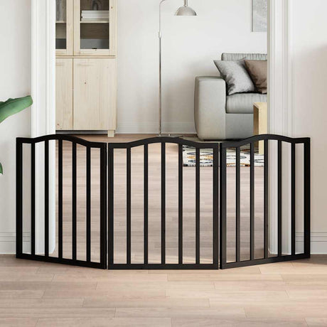 Vidaxx foldbar hundelåge 3 paneler 150 cm poppeltræ sort