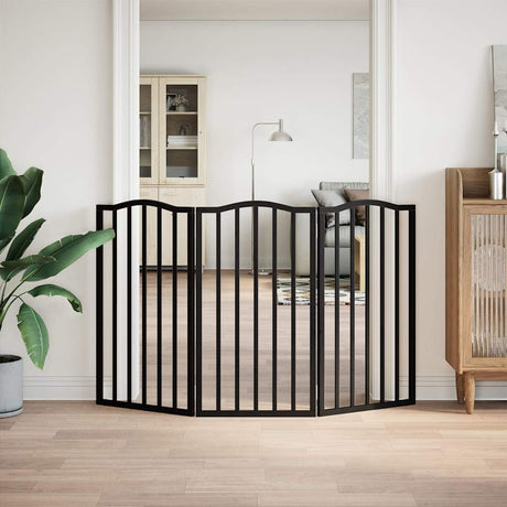 Vidaxx foldbar hundelåge 3 paneler 150 cm poppeltræ sort