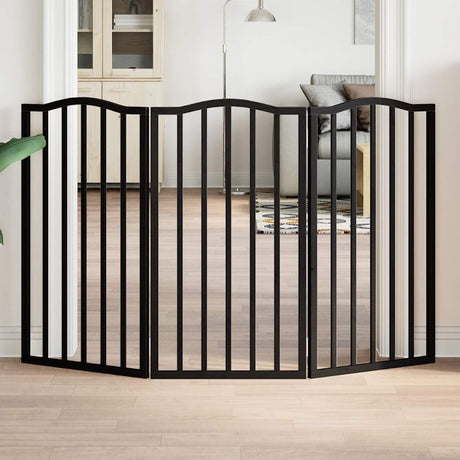 Vidaxx foldbar hundelåge 3 paneler 150 cm poppeltræ sort