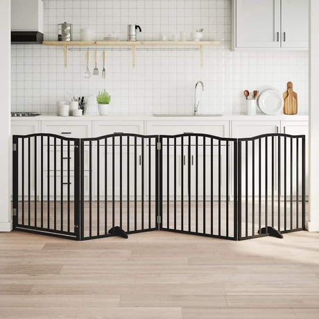 Vidaxx foldbar hundelåge 4 paneler 320 cm poppeltræ sort