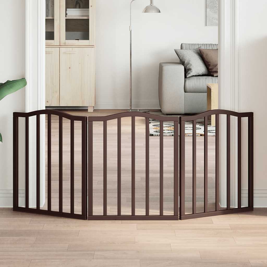 Vidaxl foldbar hundelåge 3 paneler 150 cm poppeltræ brun eg