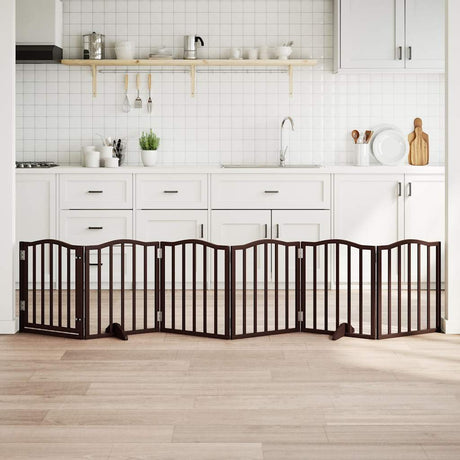 Vidaxl foldbar hundelåge 6 paneler 300 cm poppeltræ brun eg