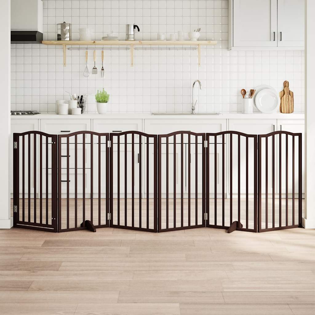 Vidaxl foldbar hundelåge 6 paneler 300 cm poppeltræ brun eg