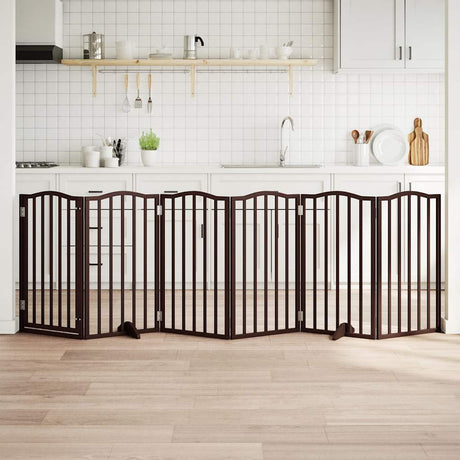 Vidaxl foldbar hundelåge 6 paneler 300 cm poppeltræ brun eg