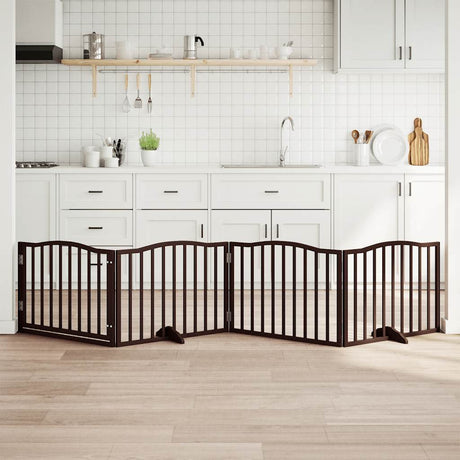 Vidaxx foldbar hundelåge 4 paneler 320cm poppeltræ brun eg