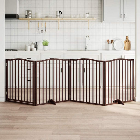 Vidaxx foldbar hundelåge 4 paneler 320cm poppeltræ brun eg