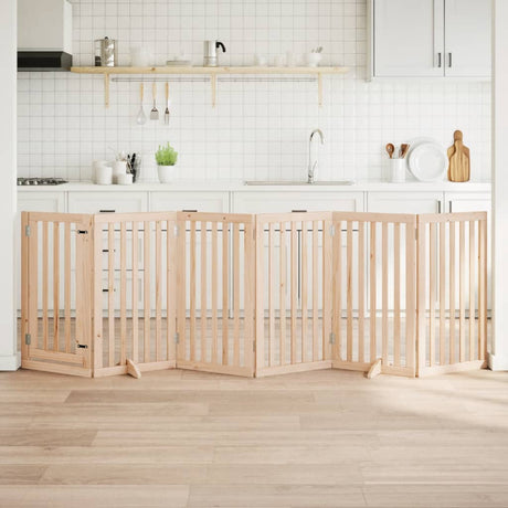 Vidaxxl hundelåge med dør foldbar 6 paneler 300 cm poppeltræ