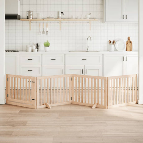 Vidaxxl hundelåge med dør foldbar 4 paneler 320 cm poppeltræ