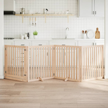 Vidaxx foldbar hundelåge med dør 4 paneler 320 cm poppeltræ