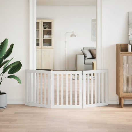 Vidaxx foldbar hundelåge 3 paneler 150 cm poppeltræ hvid