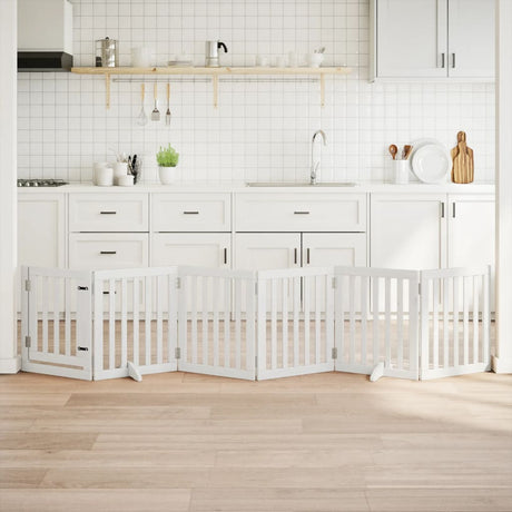Vidaxx foldbar hundelåge med dør 6 paneler 300 cm poppeltræ hvid