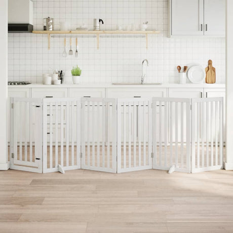 Vidaxx foldbar hundelåge med dør 6 paneler 300 cm poppeltræ hvid