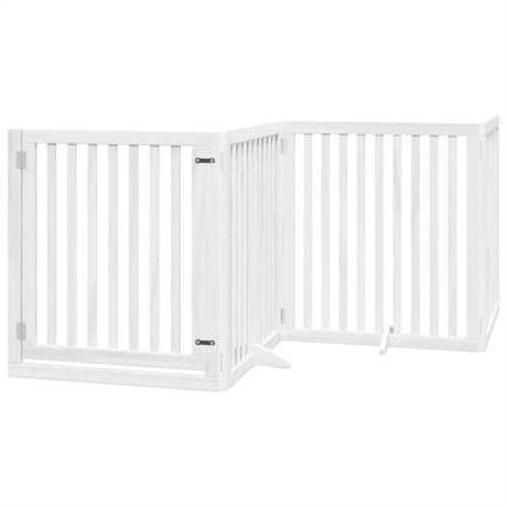 Vidaxx foldbar hundelåge med dør 4 paneler 320 cm poppeltræ hvid
