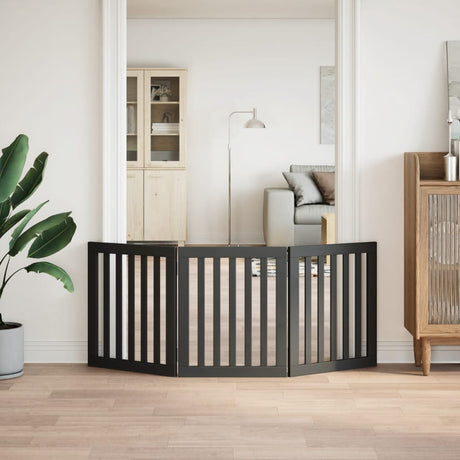 Vidaxx foldbar hundelåge 3 paneler 150 cm poppeltræ sort