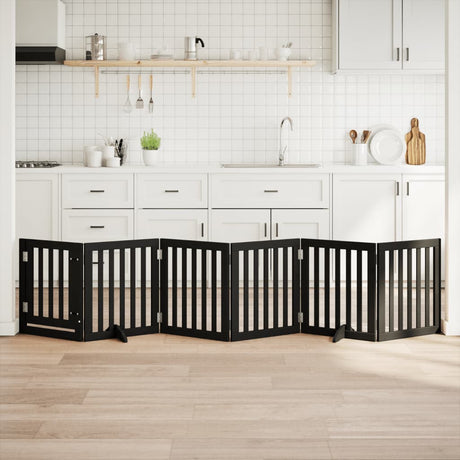 Vidaxx foldbar hundelåge 6 paneler 300 cm poppeltræ sort