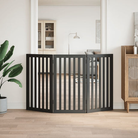 Vidaxx foldbar hundelåge 3 paneler 150 cm poppeltræ sort