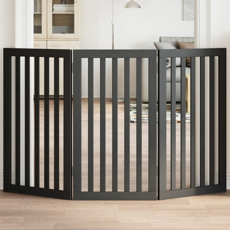 Vidaxx foldbar hundelåge 3 paneler 150 cm poppeltræ sort