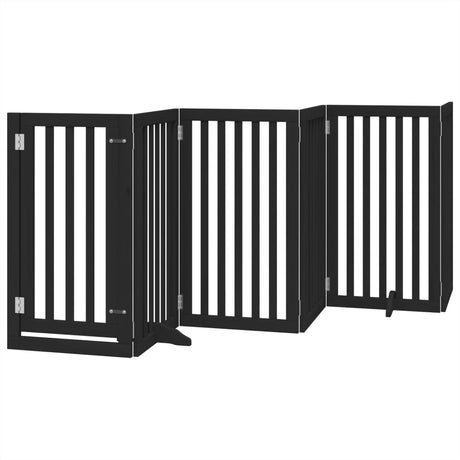 Vidaxx foldbar hundelåge 6 paneler 300 cm poppeltræ sort