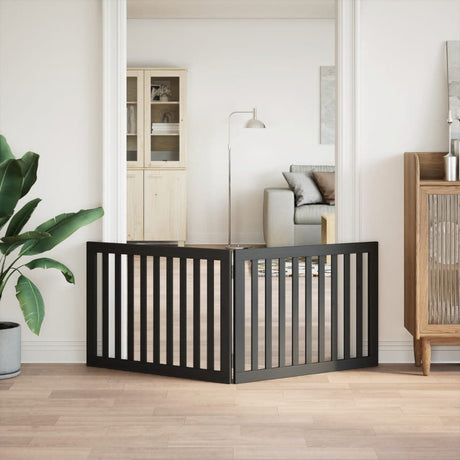Vidaxx foldbar hundelåge 2 paneler 160 cm poppeltræ sort
