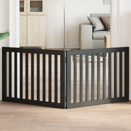 Vidaxx foldbar hundelåge 2 paneler 160 cm poppeltræ sort