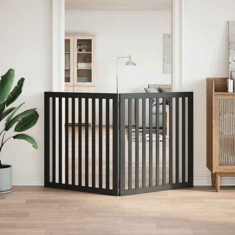 Vidaxx foldbar hundelåge 2 paneler 160 cm poppeltræ sort