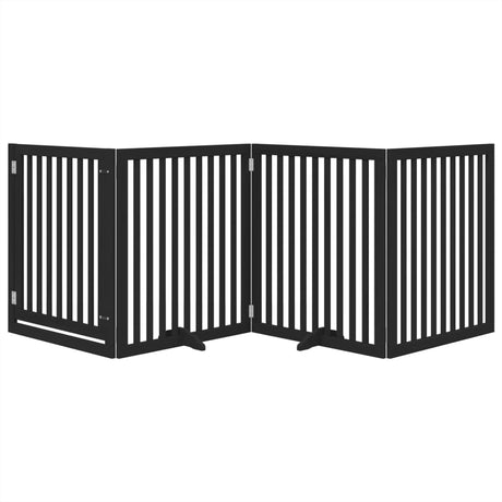 Vidaxx foldbar hundelåge 4 paneler 320 cm poppeltræ sort