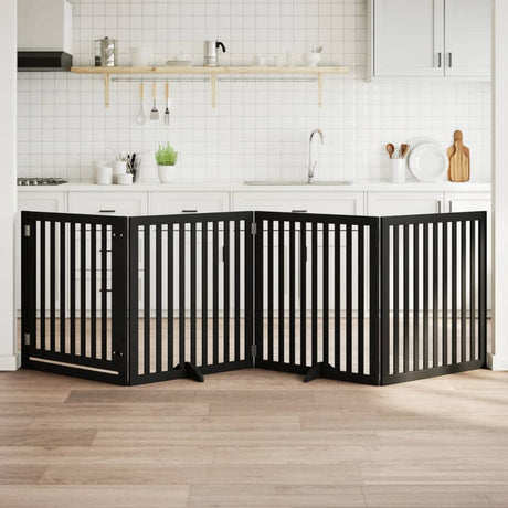 Vidaxx foldbar hundelåge 4 paneler 320 cm poppeltræ sort