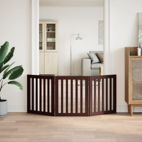 Vidaxl foldbar hundelåge 3 paneler 150 cm poppeltræ brun
