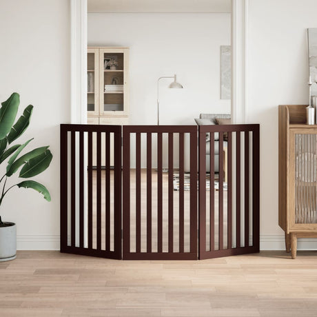 Vidaxl foldbar hundelåge 3 paneler 150 cm poppeltræ brun