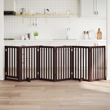 Vidaxx foldbar hundelåge 6 paneler 300 cm poppeltræ brun
