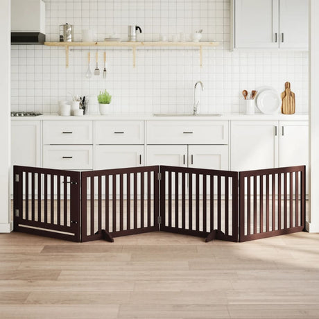 Vidaxx foldbar hundelåge 4 paneler 320 cm poppeltræ brun
