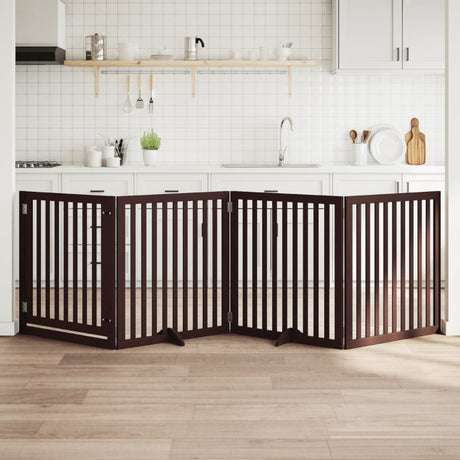 Vidaxx foldbar hundelåge 4 paneler 320 cm poppeltræ brun