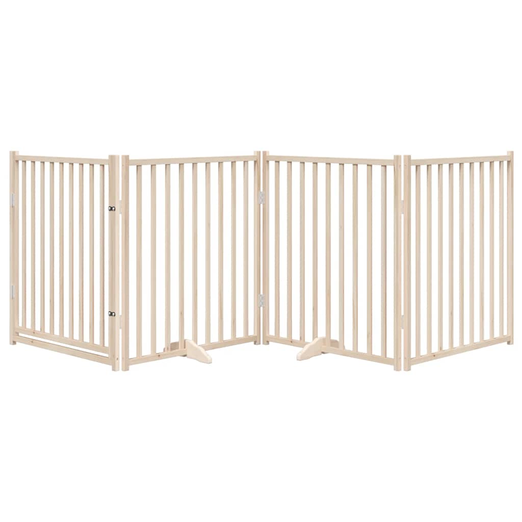 VidaXL hundelåge med dør foldbar 4 paneler 320 cm massiv fyrretræ